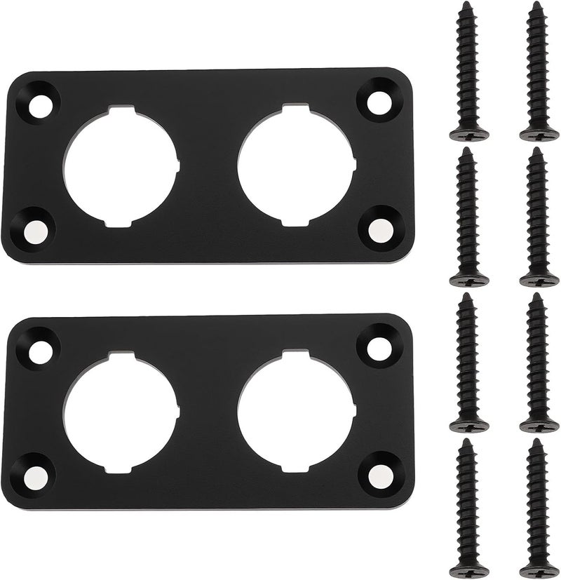 Briny River 2X Car Double Hole Round Switch Panel Aluminum Alloy 73x35x2.5mm for Car Truck Boat RV with Screws - Image 1